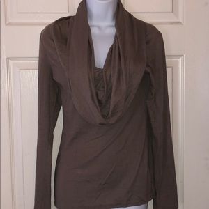 Beige Cowl Neck/ Off the shoulder lightweight top